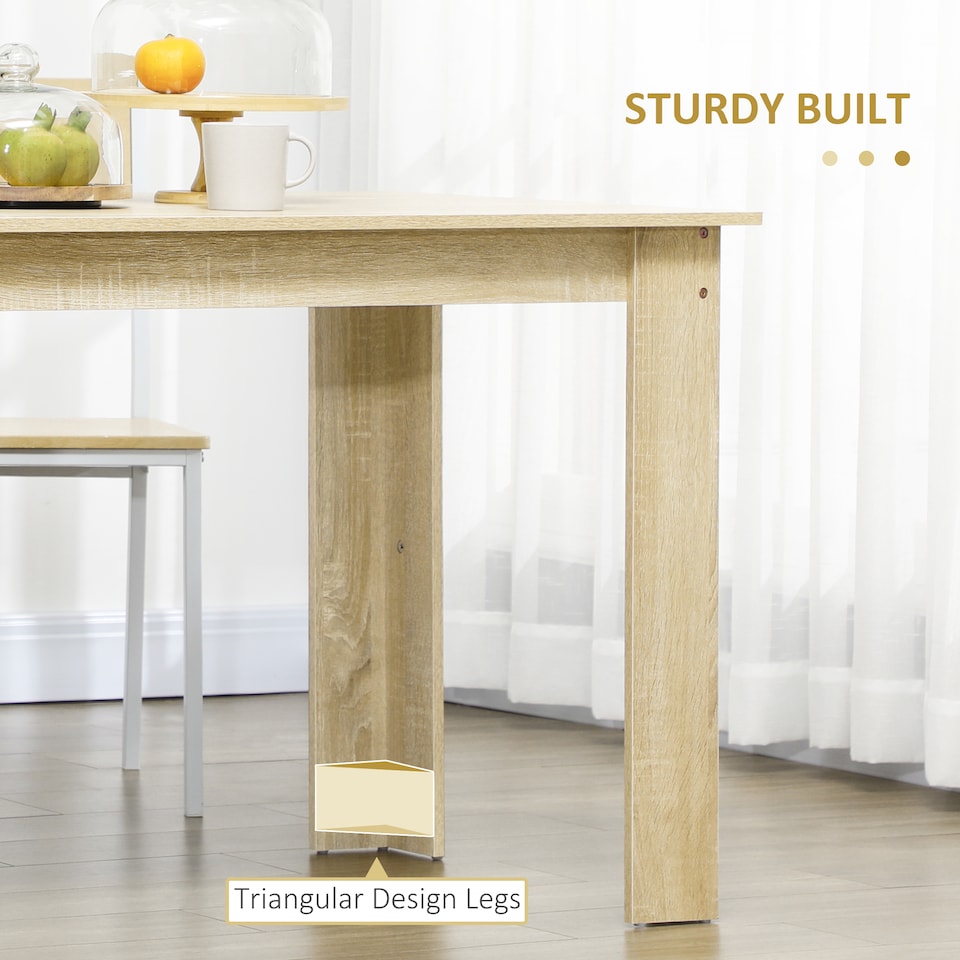 image 1 of HOMCOM Dining Table for 4-6 People, Wood Effect Tabletop