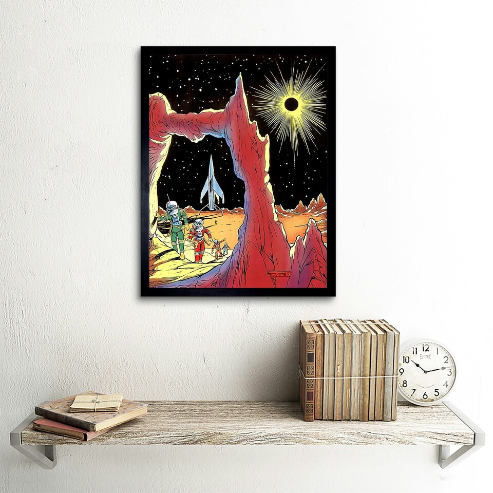 image 1 of Fantasy Sci Fi Alien Planet Rocket Ship Space USA Framed Wall Art Print