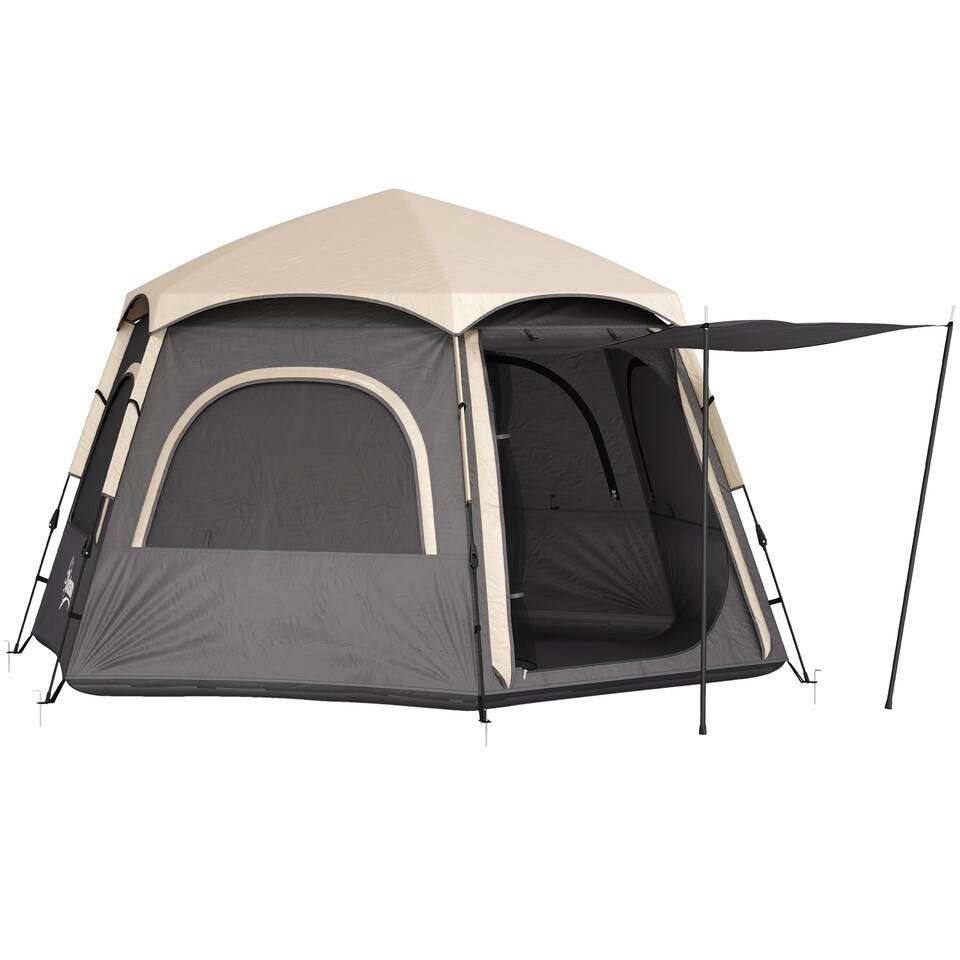 image 1 of Outsunny Instant Camping Tent, 4 Person Easy Setup Dome Tent | Grey | Dark Grey | 2.8L x 2.4W x 1.55H m