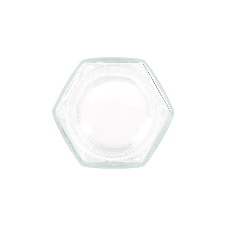image 1 of Argon Tableware Hexagonal Glass Jam Jars with Red Gingham Lids - 250ml - Pack of 6