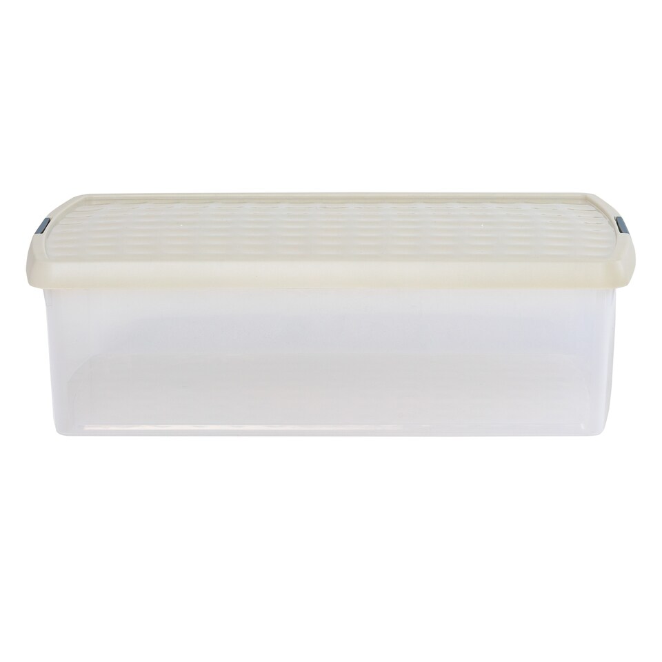 image 1 of Wham Clip 5x 30L Rectangular Plastic Storage Boxes with Clip Lock Lids. Ideal for Home, Office, Toys & More - Clear/Stone | Cream | Stone | 5