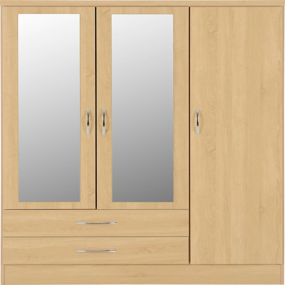 image 1 of Nevada 3 Door Wardrobe 4 Piece Bedroom Set Brown | Sonoma Oak