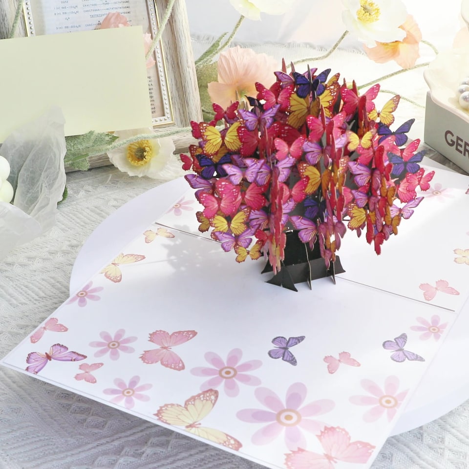 image 1 of Butterfly Canopy Tree 3D Pop Up Fantasy Greeting Card