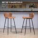 image 4 of HOMCOM Bar Stools Set of 2, PU Leather Upholstered Bar Chairs, Breakfast Kitchen Counter Chairs with Backs, Steel Legs and Footrests for Dining Room, Brown