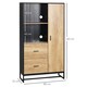 image 5 of HOMCOM 160cm Tall Kitchen Cupboard, Kitchen Pantry Sideboard with 2 Open Shelves, 2 Drawers, Adjustable Shelves and Soft Close Door, Storage Cabinet for Living Room, Dinning Room, Natural Wood Finish