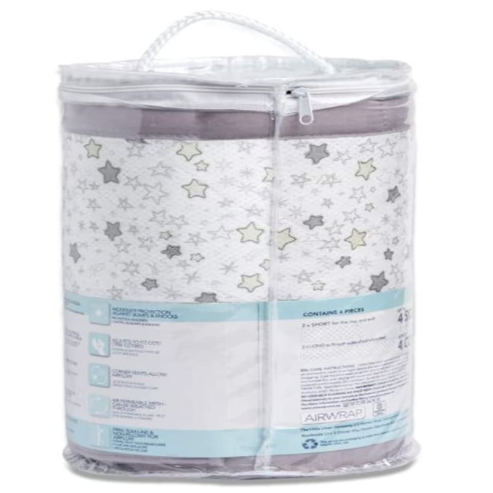image 1 of Airwrap™ 4 Sided Cot Liner - Bumper Alternative, Starry Night Grey
