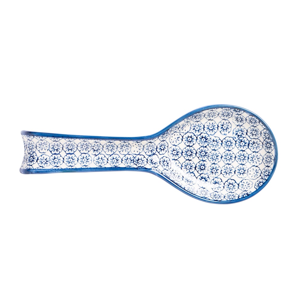 image 1 of Nicola Spring Hand-Printed Kitchen Spoon Rest - 26.5cm - Navy