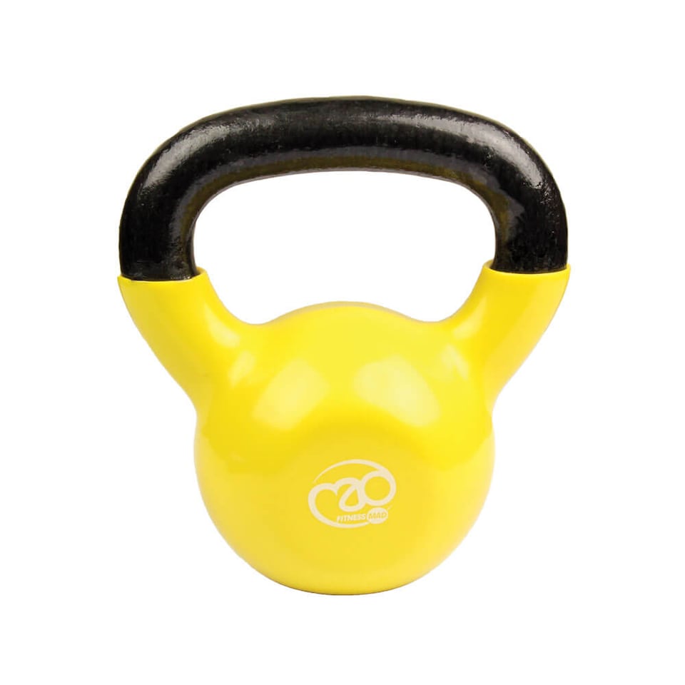 image 1 of Fitness Mad 6kg Cast Iron Kettlebell - Yellow Vinyl Sleeve | Yellow | Yellow | Not provided