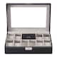 image 3 of Living and Home 8-Slot Black PU Leather Watch Display Box with Ring Slots