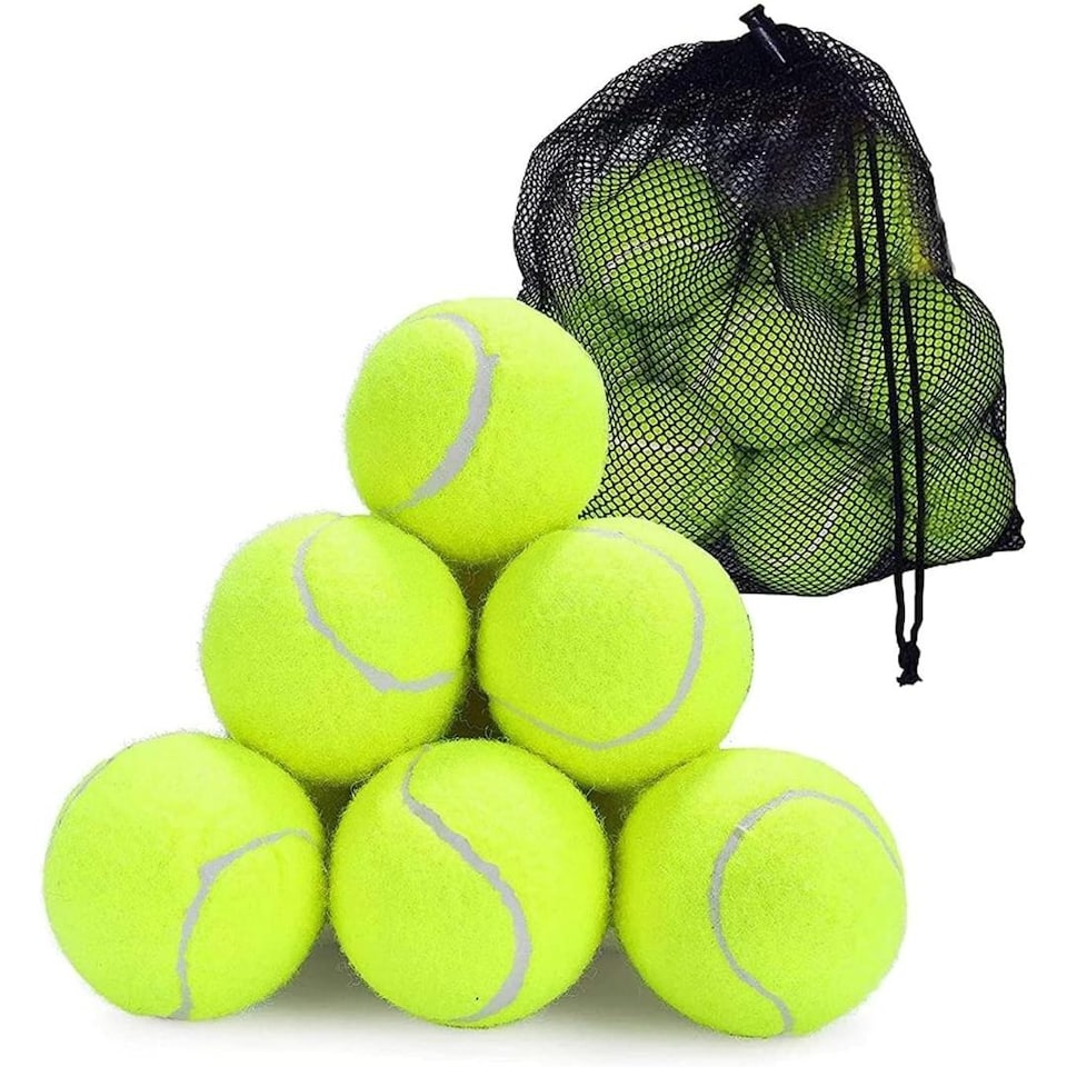 image 1 of BLUOM Pack Of 24 Tennis Balls Pack with Mesh Carry Bag for All Courts Pressureless