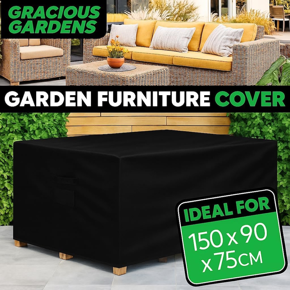 image 1 of Gracious Gardens Rectangular 150x90x75cm Outdoor Patio Waterproof Garden Furniture Rattan Cover