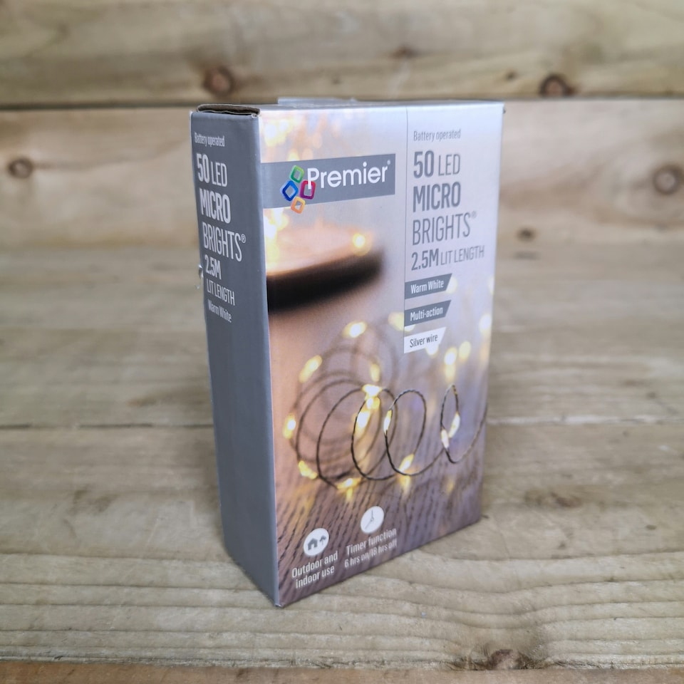 image 1 of Premier MicroBrights Lights 50 LED Warm White 2.5m