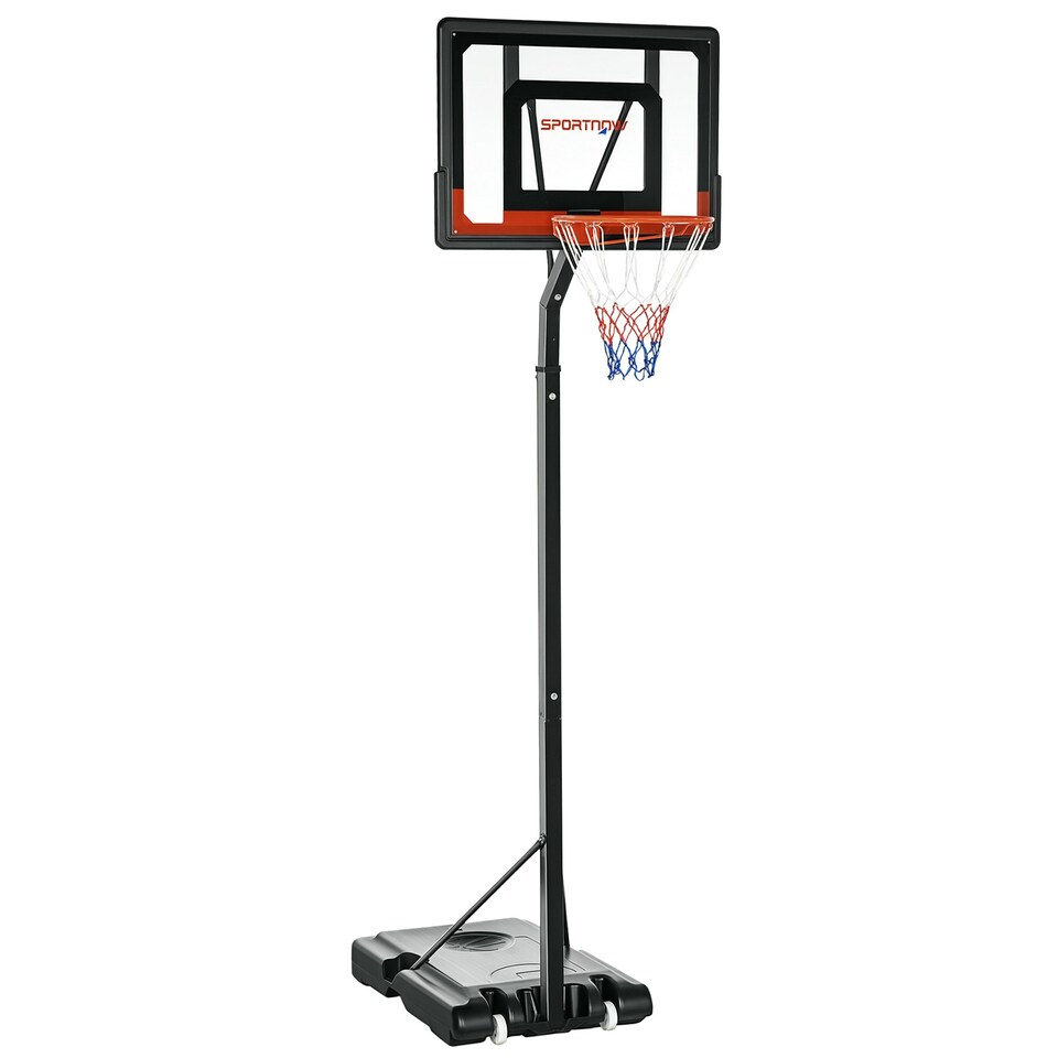 image 1 of SPORTNOW 2.6-3.1m Basketball Hoop and Stand w/ Weighted Base, Wheels, Black