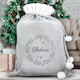 image 2 of Personalised Holly Grey Christmas Sack