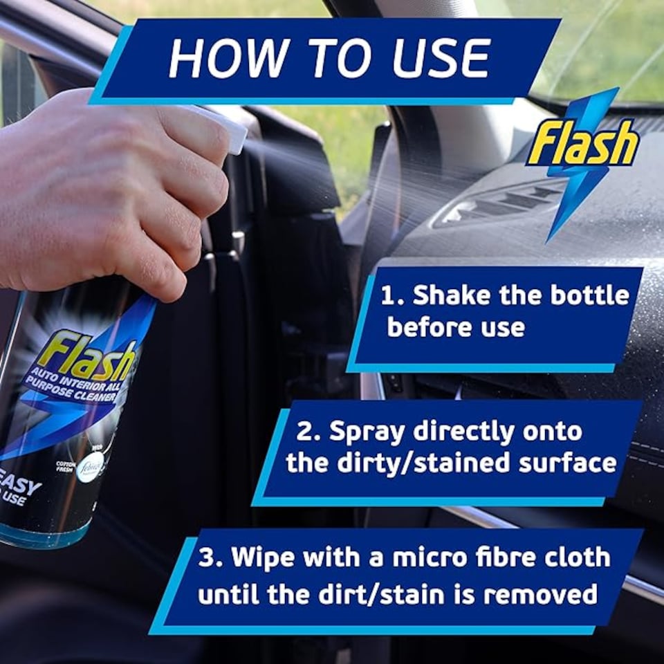 image 1 of Flash Car Care All-Purpose Interior Cleaner - Febreze Cotton Fresh Scent 2 x 500ml