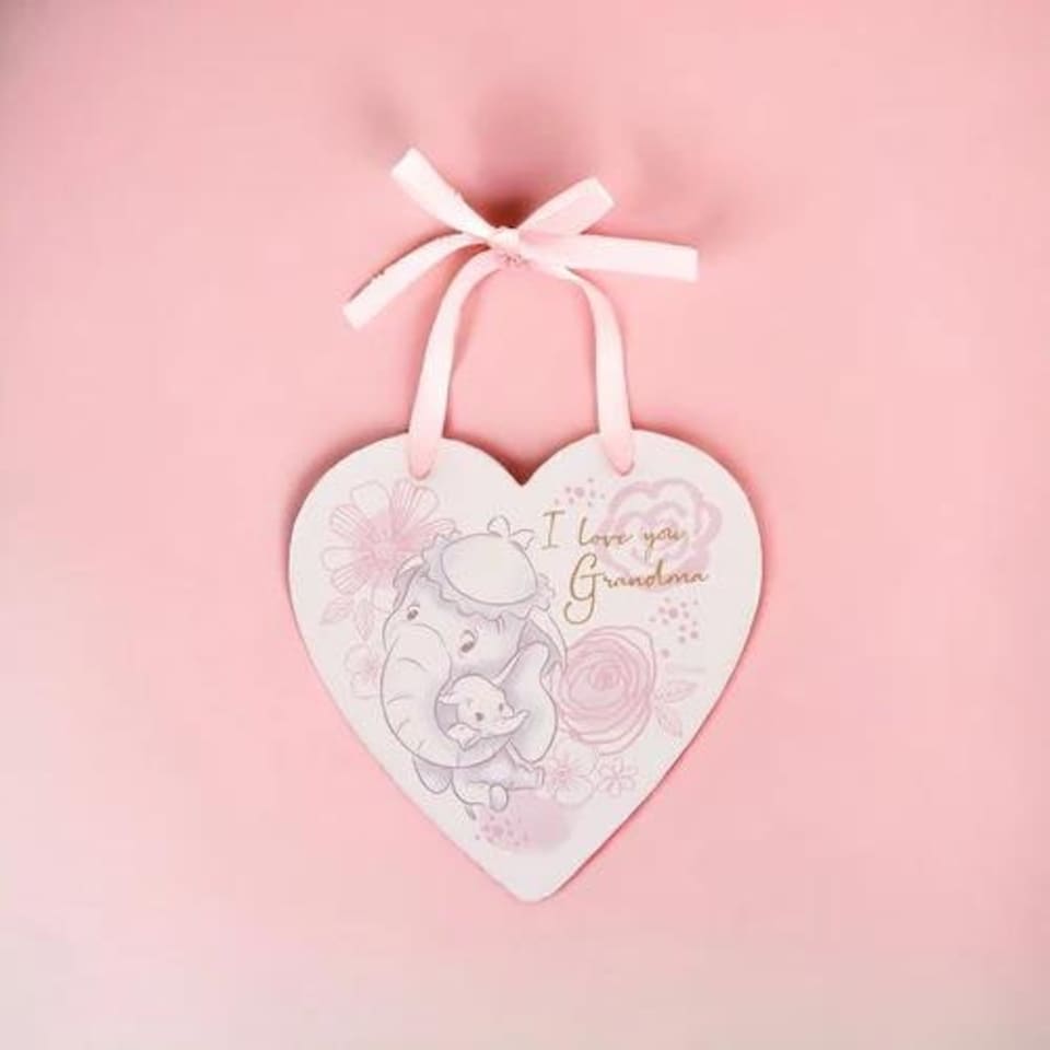 image 1 of Disney Dumbo Magical Beginnings Hanging Plaque I Love You Grandma Pink