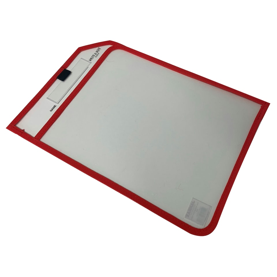 image 1 of Red Edge Clear Dry Erase Write and Wipe Reusable Sleeve Pocket