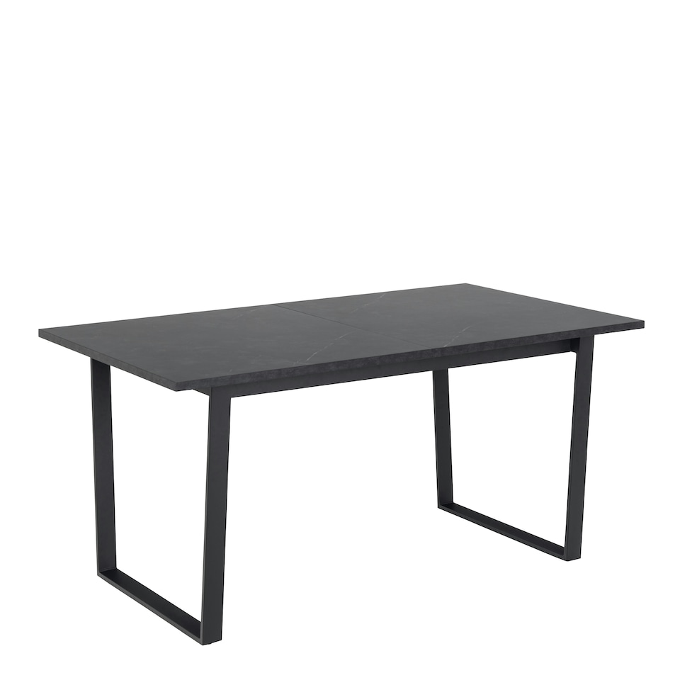 image 1 of Amble Extending Dining Table with Black Marble Melamine Top & Black Legs 160-220