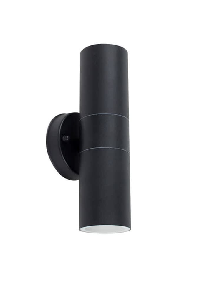 image 1 of ValueLights Black Outdoor Wall Up-Down Light and Warm White Bulbs