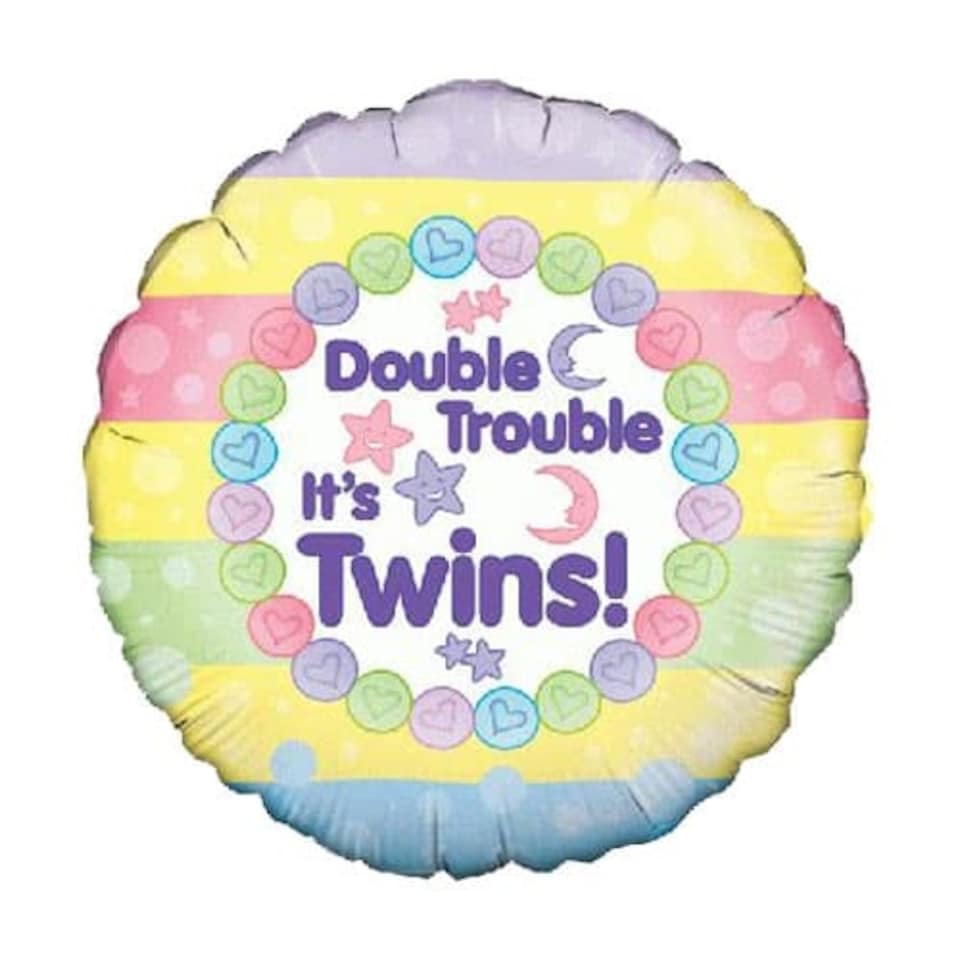 Baby Shower Double Trouble Round Foil Helium Balloon 46cm / 18 in