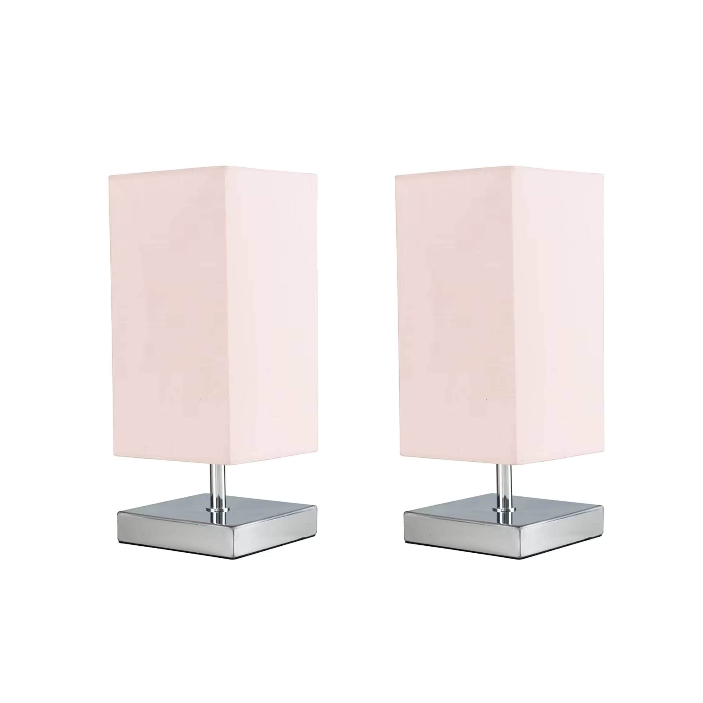 ValueLights Yuko Pair of Silver Table Lamp Touch On/Off Dimmable