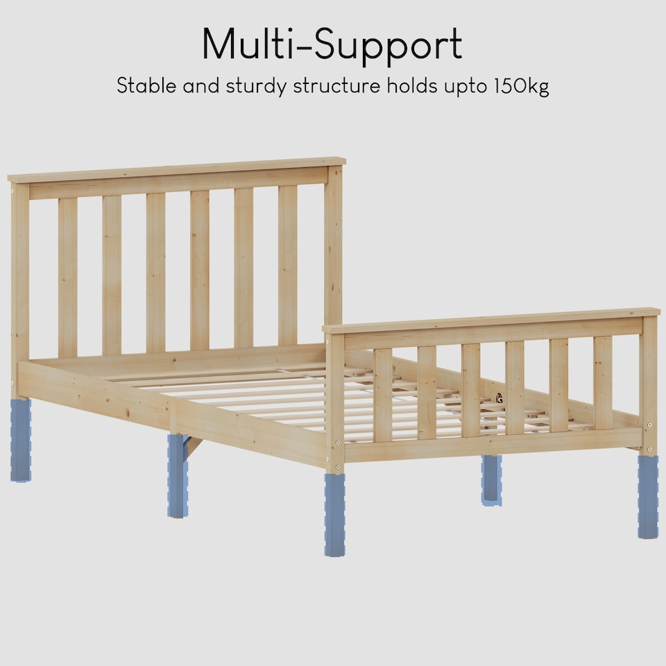 image 1 of Vida Designs Milan 3ft Single Bed Wood Frame, High Foot End, Pine, 90 x 190cm