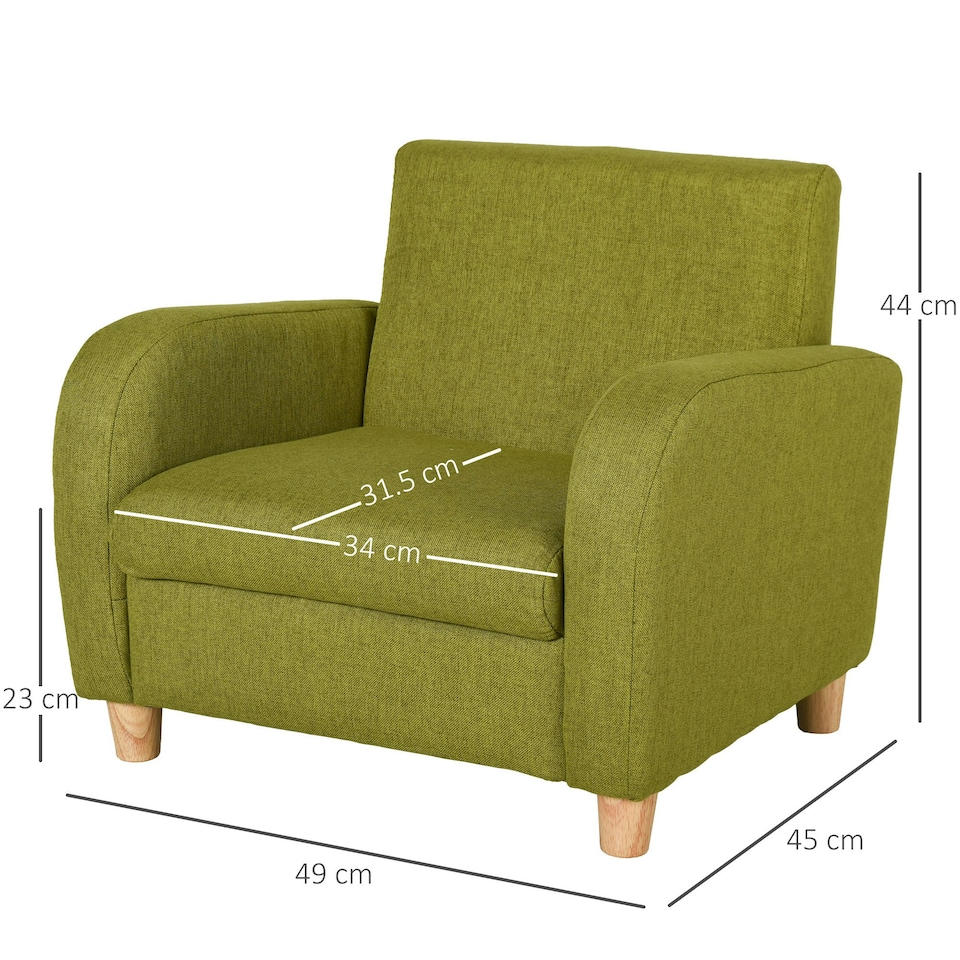 image 1 of HOMCOM Kids Armchair Children Mini Sofa Wood Frame High Back Bedroom Furniture 