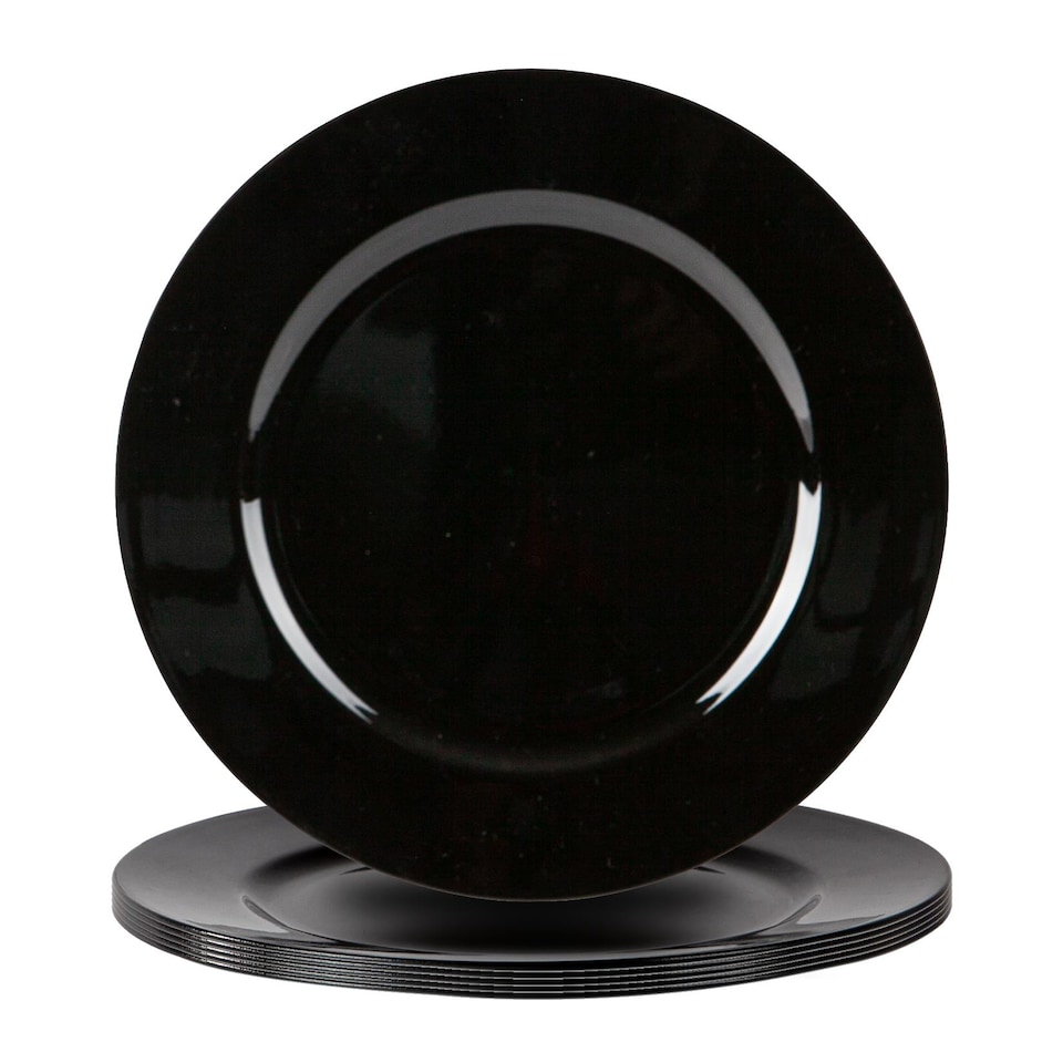 image 1 of Argon Tableware Metallic Charger Plates - 33cm - Black - Pack of 6 | Black | Black