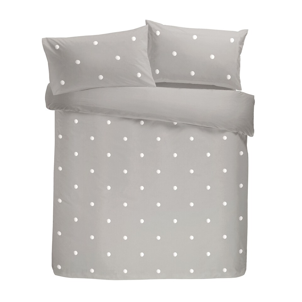 image 1 of Appletree Dot Garden Duvet Cover Set Silver with White Dots