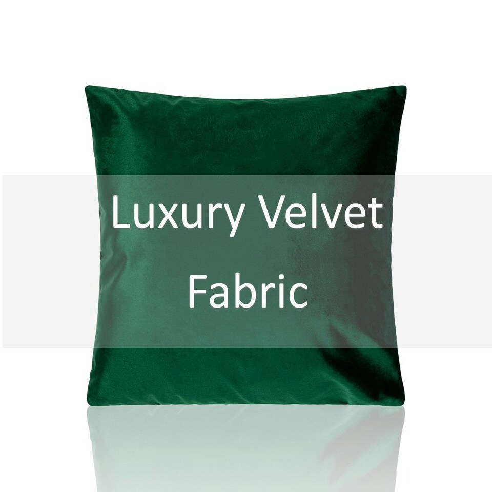 image 1 of Plain Velvet 45cm x 45cm Green Cushion Set of 4 | Green | 45cm x 45cm x 10cm | 4