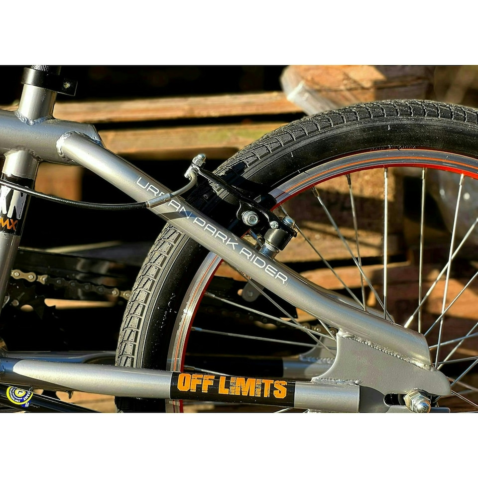 image 1 of XN Area 44 20" Freestyle BMX Bike w/ 360 Gyro - Metallic Grey/Orange