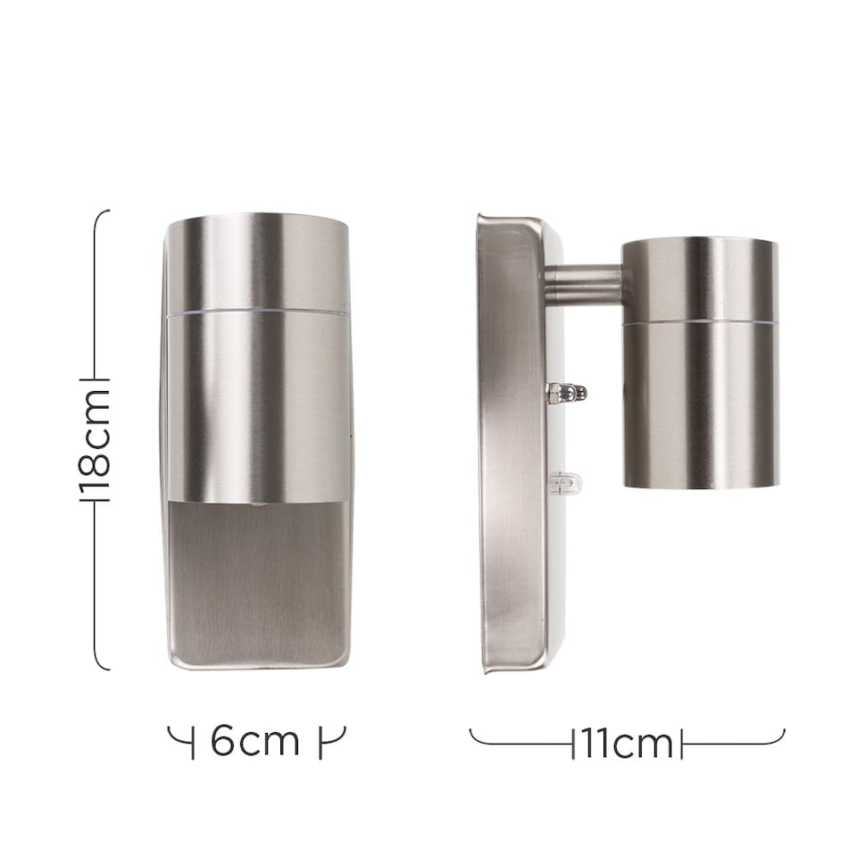 image 1 of ValueLights Barrow Silver Dusk Till Dawn Outdoor Wall Downlight | Chrome