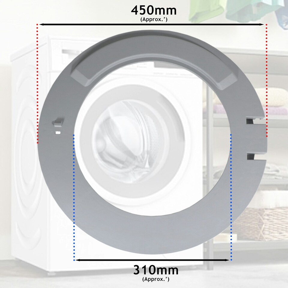 image 1 of Siemens Washing Machine Door Frame Porthole Window for WM10 WM12 WM14 Series