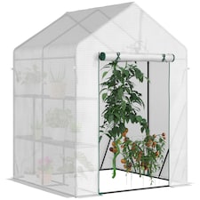 Outsunny Greenhouse for Outdoor, Portable Gardening Plant Grow House w Shelf