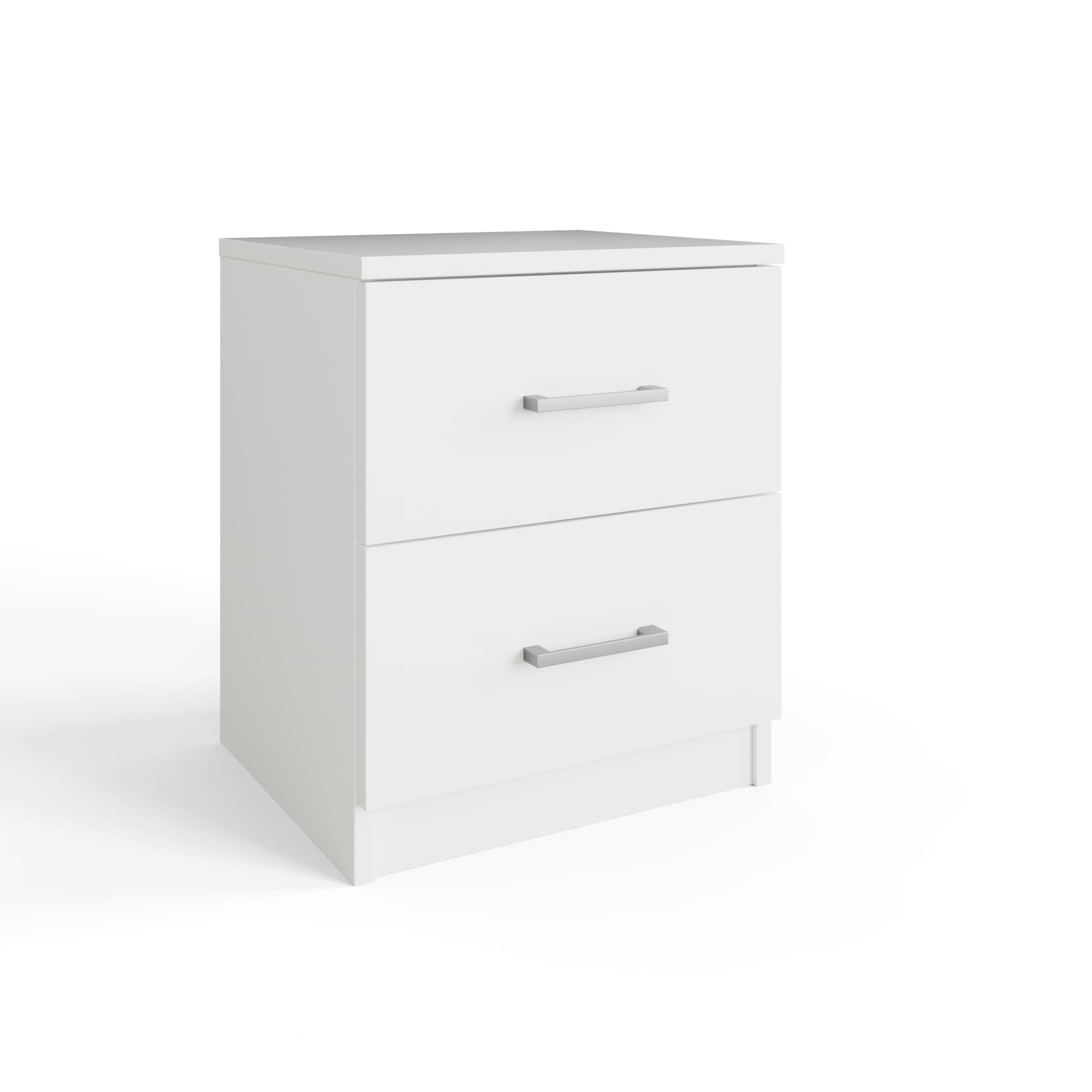 GFW Bailey 2 Drawer Bedside Table in White