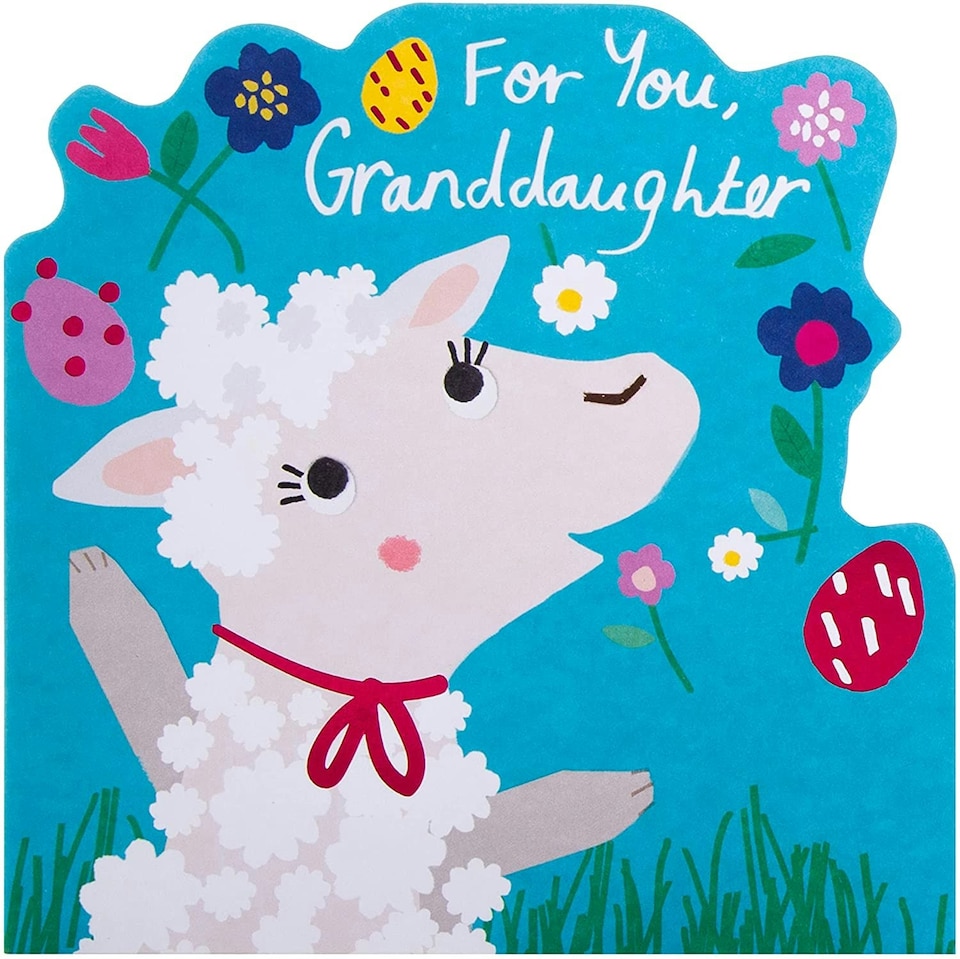 image 1 of Die Cut Lamb Design Granddaughter Easter Card