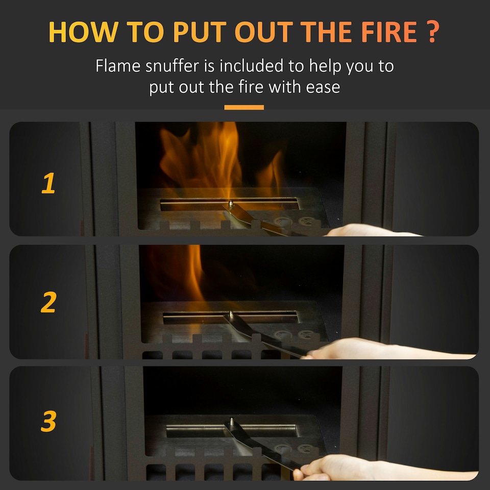 image 1 of HOMCOM Free Standing Bio Ethanol Fireplace Heater with 0.9L Tank, Black