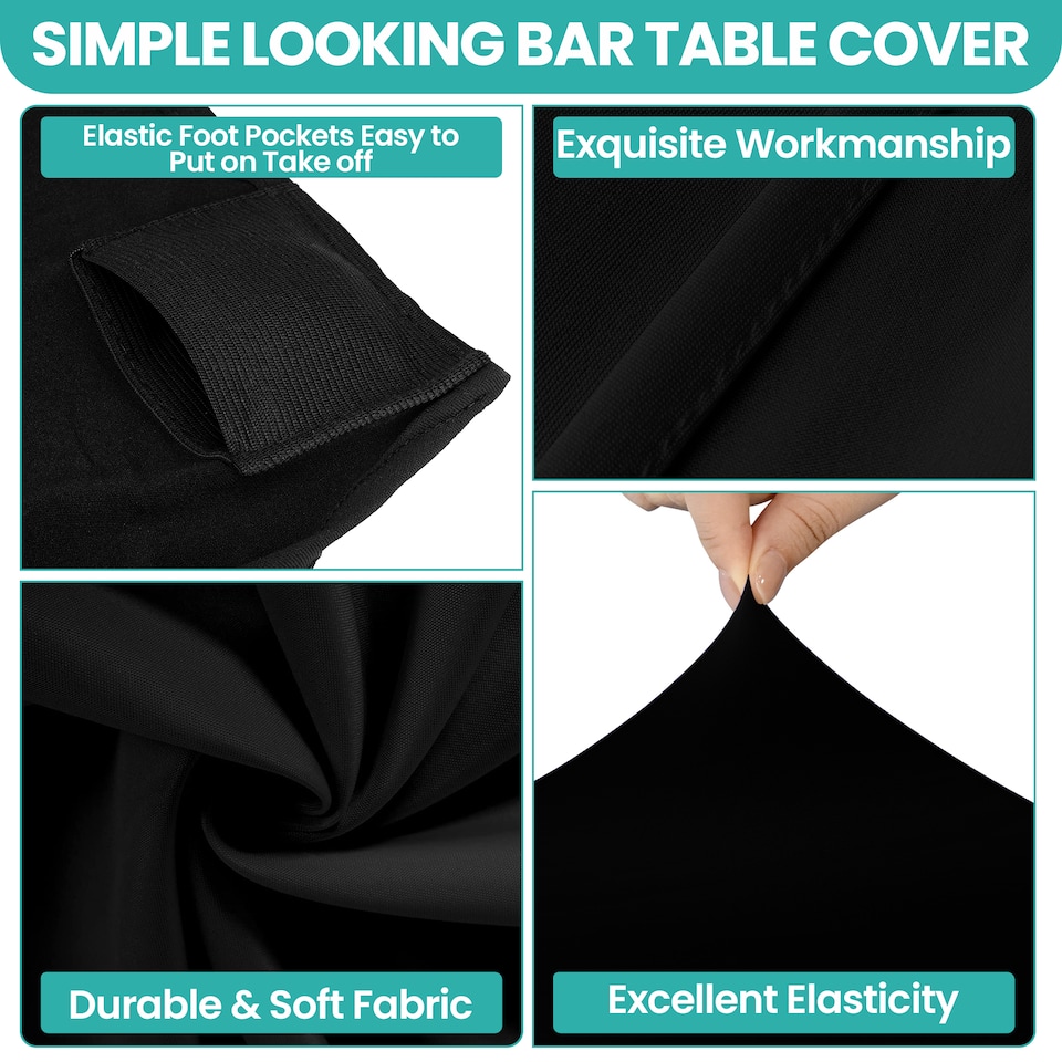 image 1 of 1pc Cocktail Spandex Tablecloth, Table Cover with Leg Pockets - 32" Round