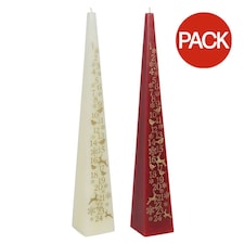 Something Different Tapered Christmas Advent Candle (Pack of 2) - White/Red - One Size