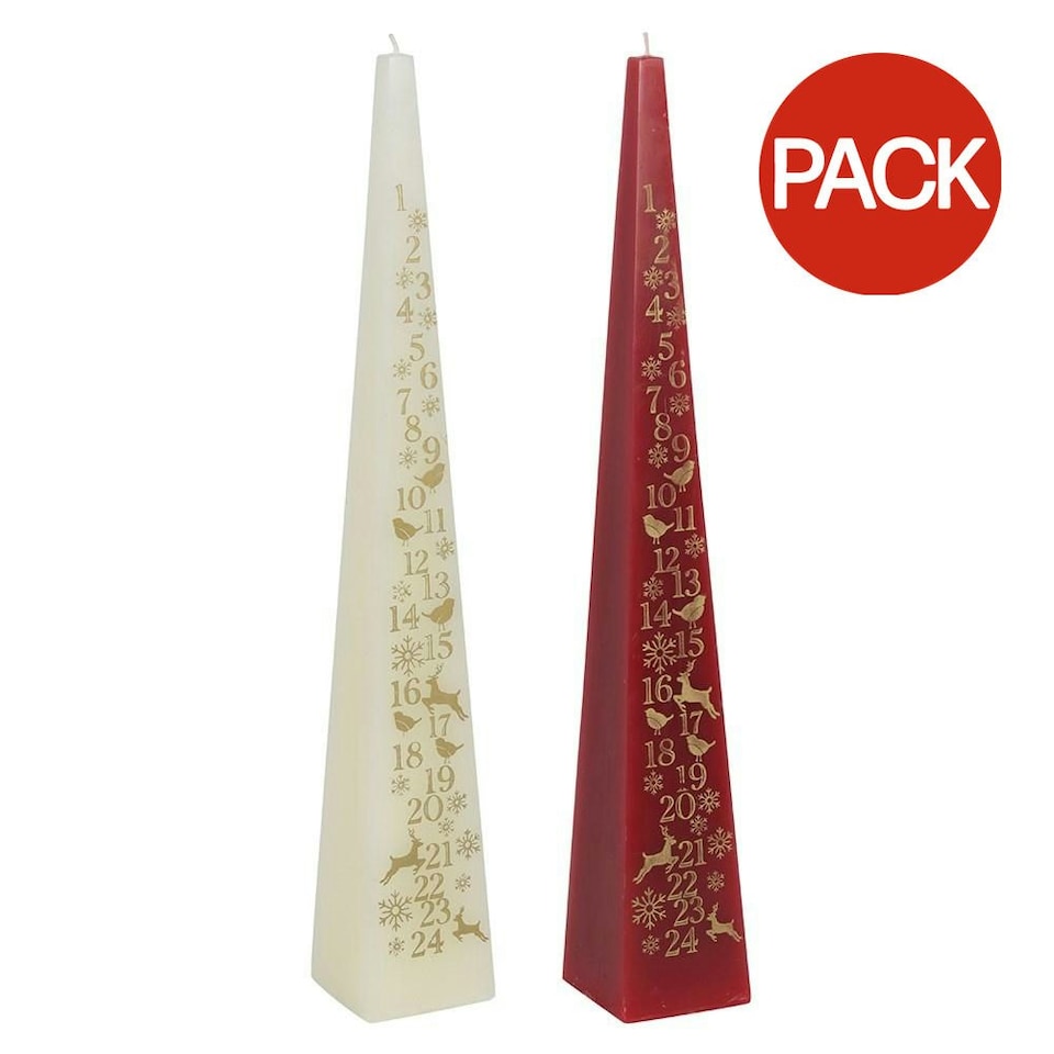 Something Different Tapered Christmas Advent Candle (Pack of 2) - White/Red - One Size