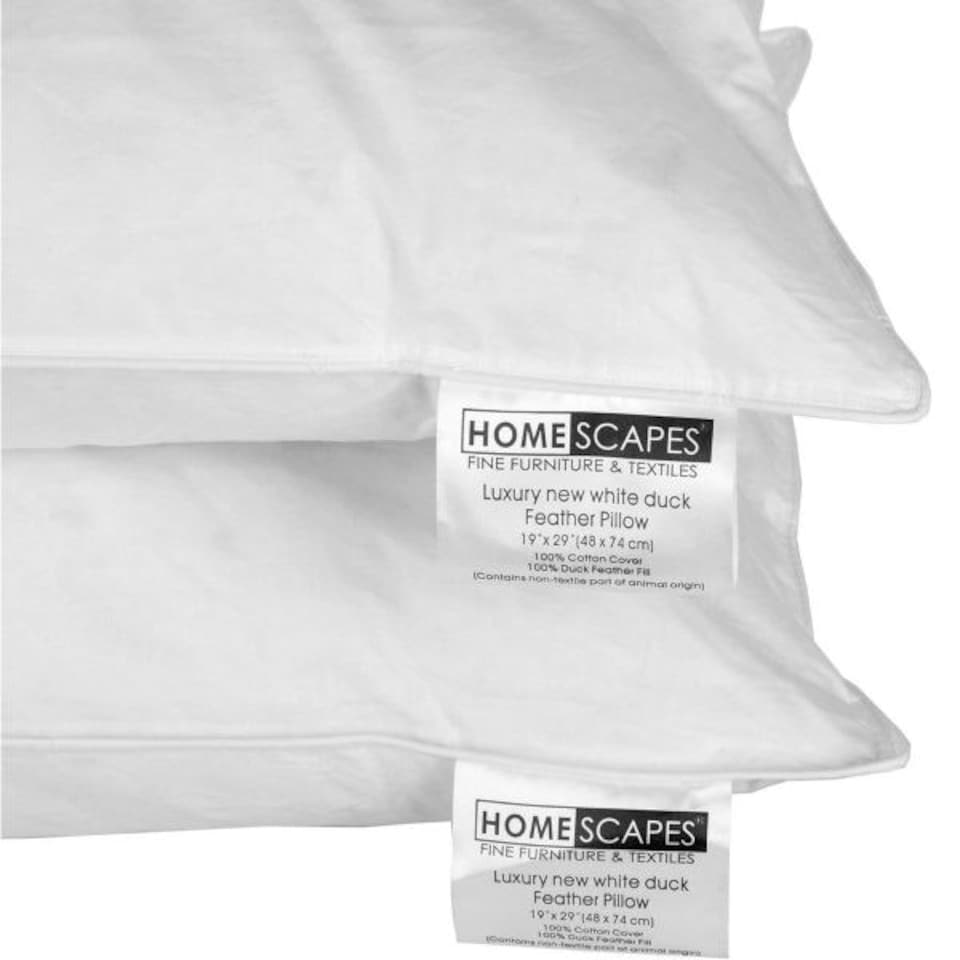 image 1 of Homescapes Duck Feather Pillow x 4 White