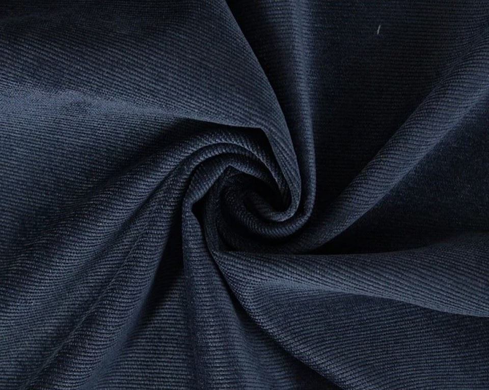 Minerva Navy Blue Deadstock Stretch Woven Needlecord Dressmaking Fabric per metre - 145cm / 57" Wide