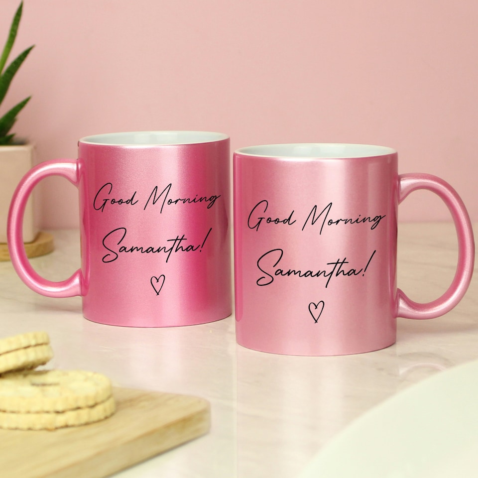 image 1 of Personalised Pink Glitter Mug Pink