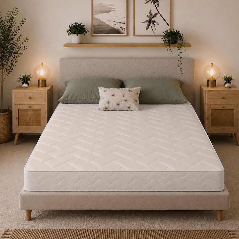 image 1 of 18cm Quilted Brick Hybrid Memory Foam Spring Mattress Soft Feel