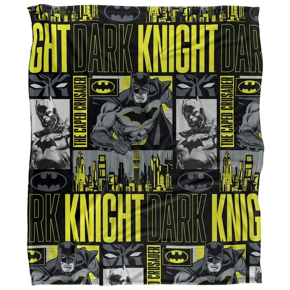 image 1 of Batman Dark Knight Comic Montage Blanket - Multicoloured - One Size