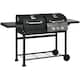 image 1 of Outsunny Dual Fuel BBQ Grill with Wheels, Warming Rack, Black