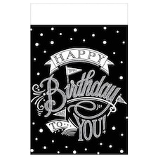 Amscan Happy Birthday To You Plastic Party Table Cover - Black/White - One Size