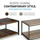 image 8 of Coffee Table Rustic Wooden Brown Grain Finish Living Room Storage Shelf 2 Tier Brown