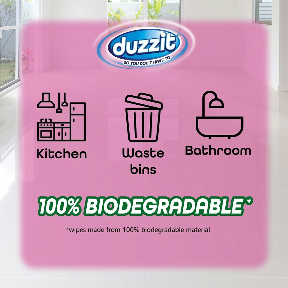 image 1 of Pack of 50 Duzzit Biodegradable Antibacterial Sweet Things Scented Wipes