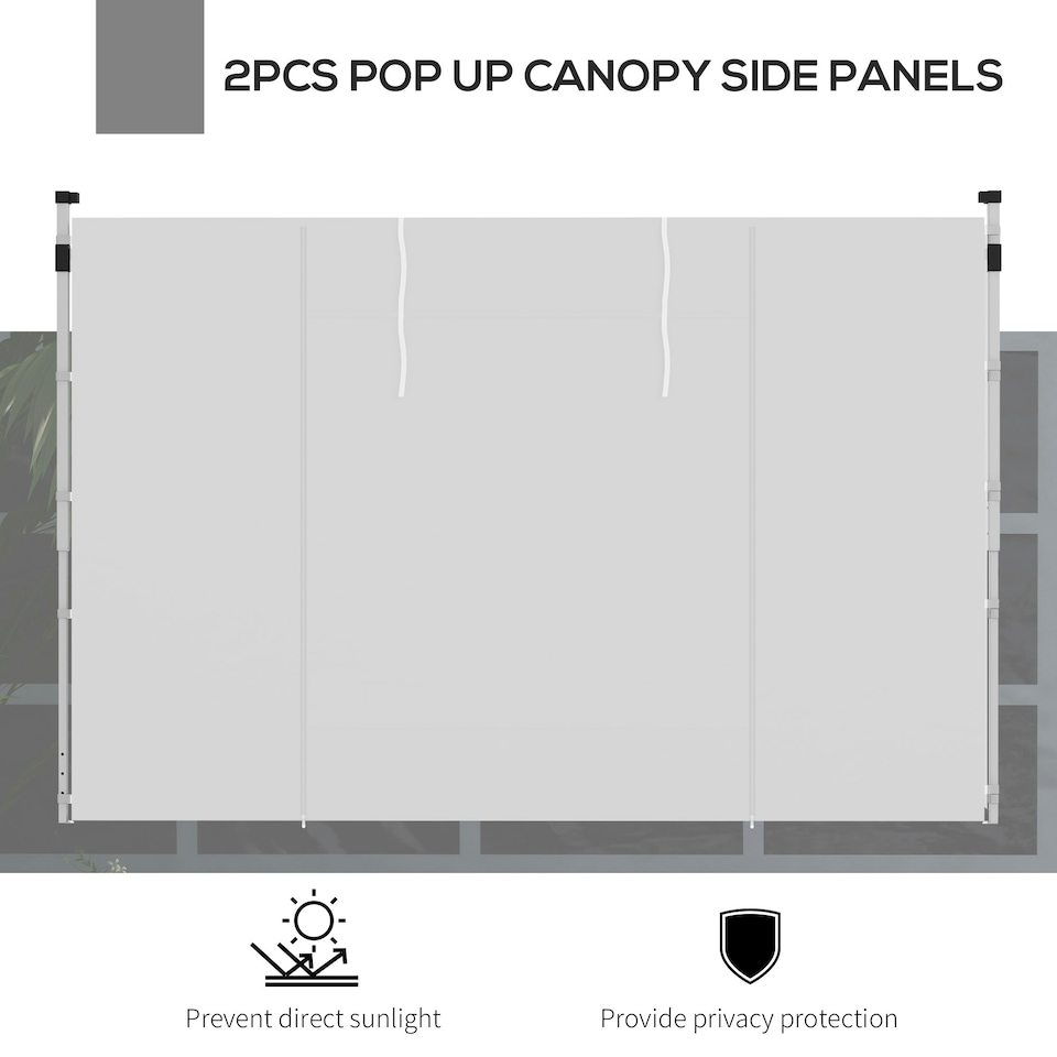image 1 of Outsunny 3x3(m) or 3x6m Pop Up Gazebo Side Panels Replacement, 2 Pack, White